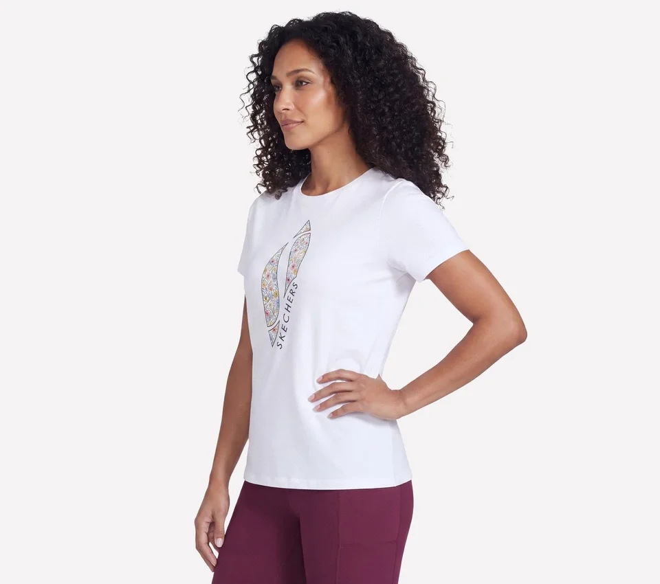 T-shirt à manches courtes avec motif floral en losanges T-shirt à manches courtes avec motif floral en losanges