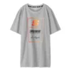 T-shirt à manches courtes en tricot Skechers pour homme, imprimé logo, couleurs contrastées, gris