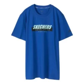 T-shirt à manches courtes imprimé Skechers pour homme, bleu