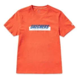T-shirt à manches courtes imprimé Skechers pour homme, orange et rouge