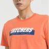 T-shirt à manches courtes imprimé Skechers pour homme, orange et rouge