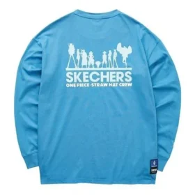 T-shirt à manches longues imprimé Skechers x One Piece « Bleu Marron Jaune Noir »