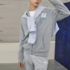 Veste à capuche zippée décontractée de la série Colorful « Grey White »