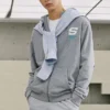 Veste à capuche zippée décontractée de la série Colorful « Grey White »