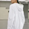 Veste à capuche zippée Letter de la série Casual colorée « Blanc Rouge »