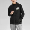 Veste à capuche zippée Letter de la série Casual colorée « Noir Blanc »