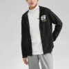 Veste à capuche zippée Letter de la série Casual colorée « Noir Blanc »