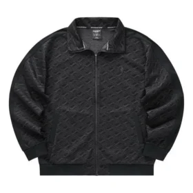 Veste à col zippé et imprimé intégral en relief « Noir Blanc »
