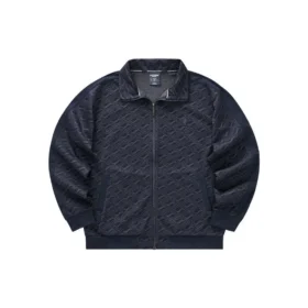 Veste à col zippé et imprimé intégral en relief « Noir Blanc »