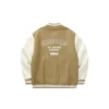 Veste de baseball imprimée de lettres « Beige Blanc Noir »