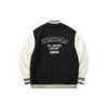 Veste de baseball imprimée de lettres « Beige Blanc Noir »