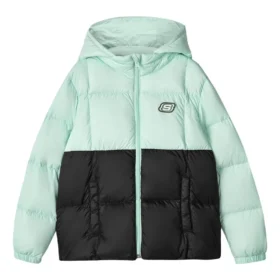Veste en duvet tissée à capuche décontractée à blocs de couleur « Vert Noir »