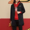 Veste longue décontractée de la série CNY « Noir Rouge »