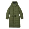 Veste longue en duvet tissé décontractée à capuche de la série « Bob » « Vert »