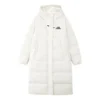 Veste longue en duvet tissé décontractée à capuche « White »