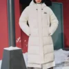 Veste longue en duvet tissé décontractée à capuche « White »