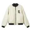 Veste réversible à fermeture éclair avec motif imprimé logo « White Black »