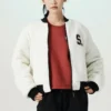 Veste réversible à fermeture éclair avec motif imprimé logo « White Black »